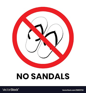 no sandals sign sticker with text inscription