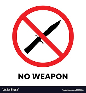 no sharp weapon sign sticker with text