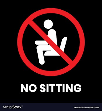 no sitting sign sticker with text inscription