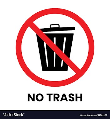 no trash can sign sticker with text inscription