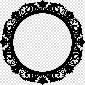 Noir Taggers Scrapkit, black floral round frame transparent background PNG clipart