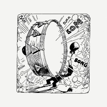 Noisy drummer collage element, vintage | Free PSD Illustration - rawpixel