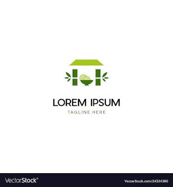 Noodle shop bamboo nature creative logo design vector image