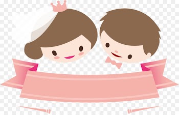 Nora Clark Wedding Marriage - Pink cartoon bride and groom 