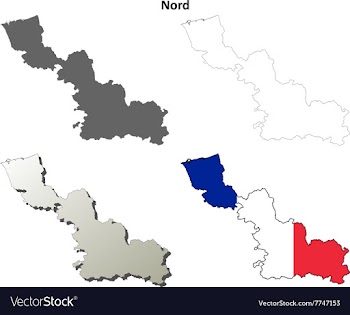 Nord Nord-Pas-de-Calais outline map set vector image