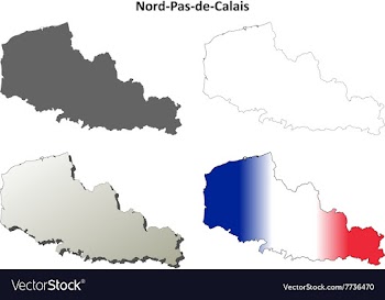 Nord-Pas-de-Calais blank outline map set vector image