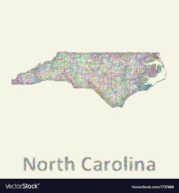 North Carolina line art map vector image