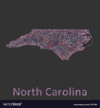 North Carolina line art map vector image