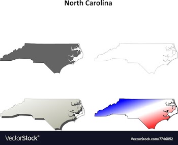 North Carolina outline map set vector image
