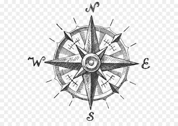 North Compass rose - ink in water 