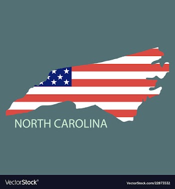 North corolina state of america with map flag vector image