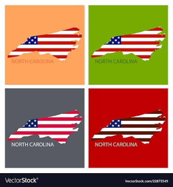 North corolina state of america with map flag vector image