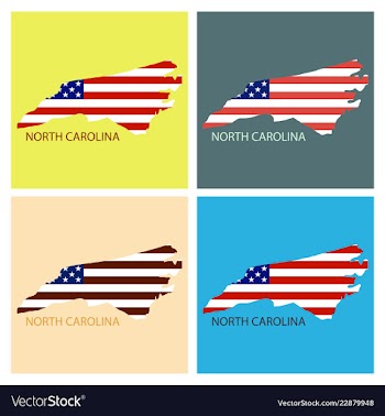 North corolina state of america with map flag vector image
