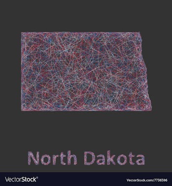 North Dakota line art map vector image