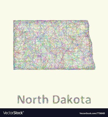North Dakota line art map vector image