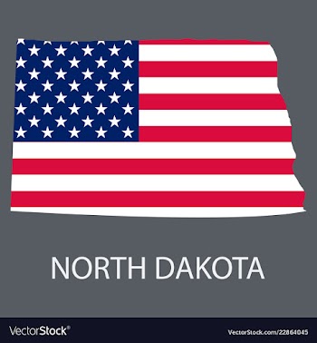 North dakota state of america with map flag print vector image