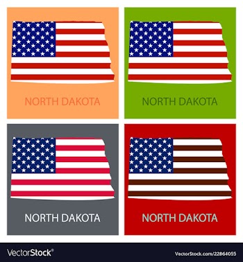 North dakota state of america with map flag print vector image