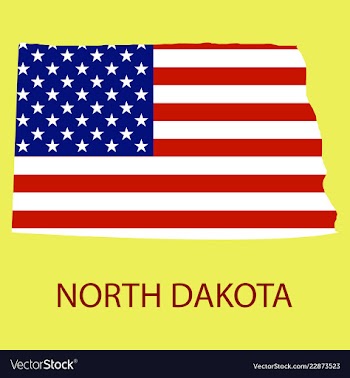 North dakota state of america with map flag print vector image