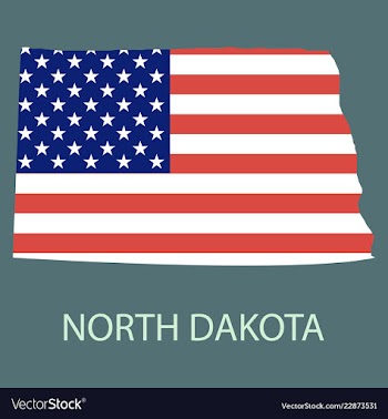 North dakota state of america with map flag print vector image