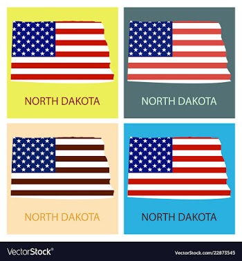 North dakota state of america with map flag print vector image