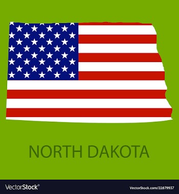 North dakota state of america with map flag print vector image