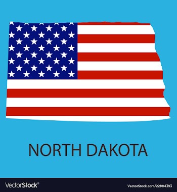 North dakota state of america with map flag print vector image