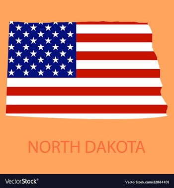North dakota state of america with map flag print vector image
