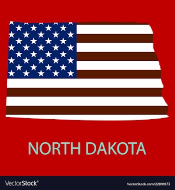 North dakota state of america with map flag print vector image