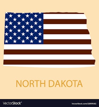 North dakota state of america with map flag print vector image