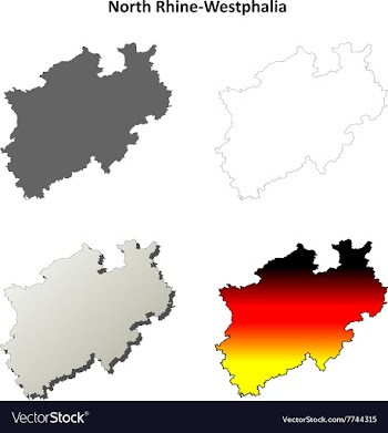 North Rhine-Westphalia blank outline map set vector image