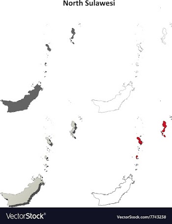 North Sulawesi blank outline map set vector image