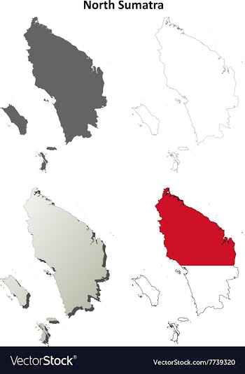 North Sumatra blank outline map set vector image