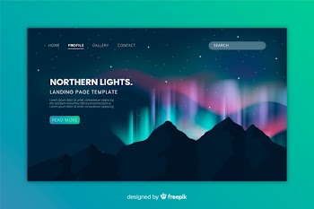 Northern lights landing page template Free Vector