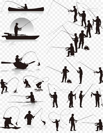 Northern pike Fisherman Fishing Silhouette - Vector fishing theme design material 