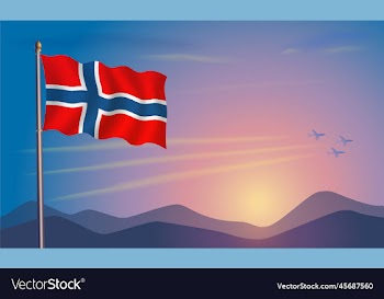 norway flag in the morning sun