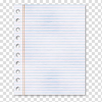 Notebook Paper PSD, white lined paper transparent background PNG clipart