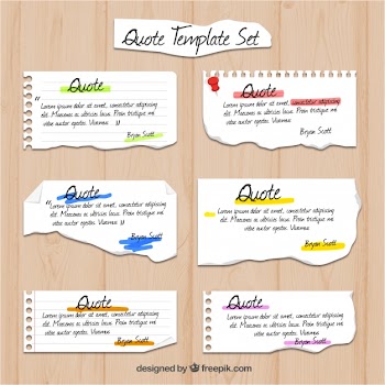 Notebook paper quote templates Free Vector