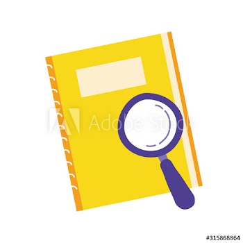 notebook school supply with magnifying glass
