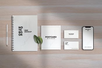 Notebook with Papers & iPhone 12 Free Mockup