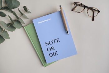 Notebook with Pen Mockup lot 10s ca freebie mockup note or die 
