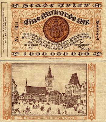 Notgeld banknote: 1 000 000 000 Mark (1923), Trier, | Free Photo - rawpixel