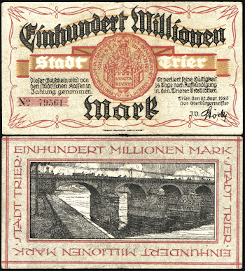 Notgeld banknote: 100 Million Mark (1923), | Free Photo - rawpixel