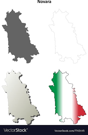 Novara blank detailed outline map set vector image