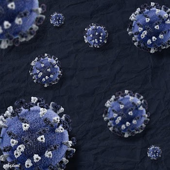 Novel coronavirus under the microscope on a blue background psd mockup | Free  illustration - 2320378