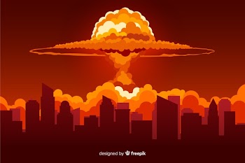 Nuclear explosion effect flat design Free Vector