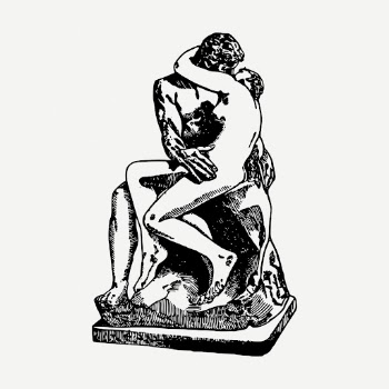 Nude couple clipart, kissing statue | Free PSD Illustration - rawpixel