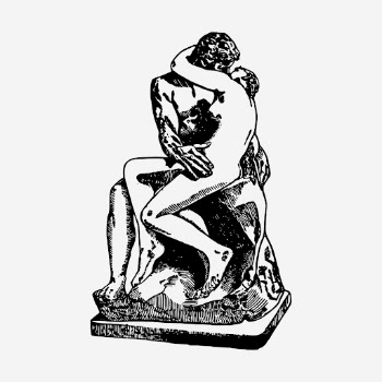 Nude couple kissing statue illustration. | Free Photo Illustration - rawpixel