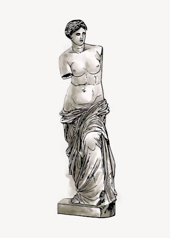 Nude Greek goddess statue watercolor | Free Vector Illustration - rawpixel