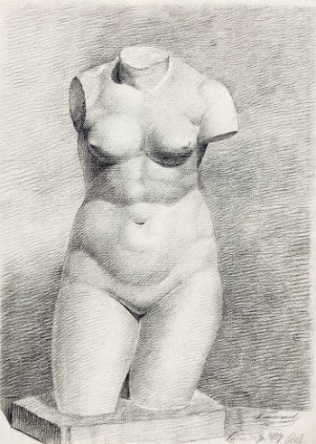 Nude Sketch. Gips van antiek beeld van vrouwelijk torso (1827) by Johannes Tavenraat. Original from The Rijksmuseum. Digitally enhanced by rawpixel.