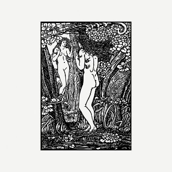Nude woman in the woods | Free PSD Illustration - rawpixel